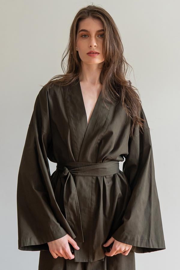 Рубашка FORLY из льна M/L Military (LN0071-15-60)