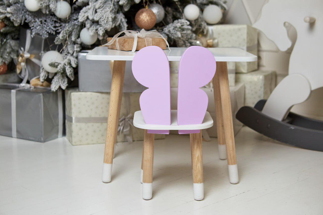 Столик детский прямоугольный со стульчиком Мася Бабочка 46х60х45 см Белый/Фиолетовый (230032/1)
