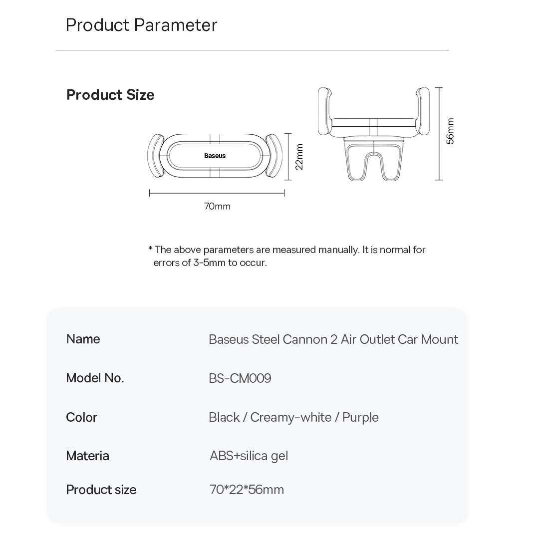 Держатель автомобильный на дефлектор BASEUS Steel Cannon 2 Air Outlet Version (SUGP000001) - фото 8