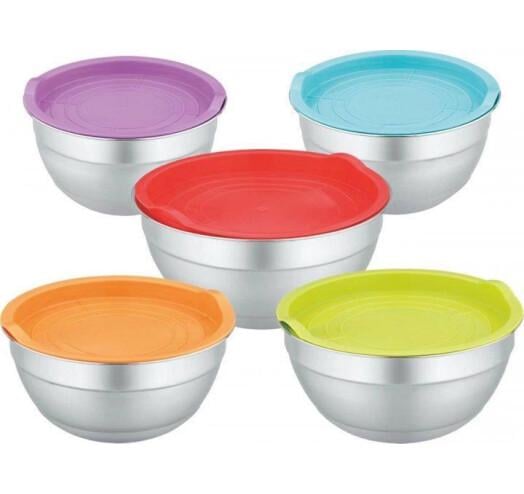 Миски Edenberg EB-3636 из нержавеющей стали с крышками 5 шт. 1,5/1,8/2,5/3,2/4,0 л (EB-3636) Миски Edenberg EB-3636 из нержавеющей стали с крышками 5 шт. 1,5/1,8/2,5/3,2/4,0 л (EB-3636)