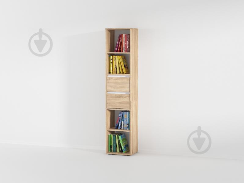 Полка для книг с выдвижными ящиками Forte Alice 1710x362x299 Дуб сонома