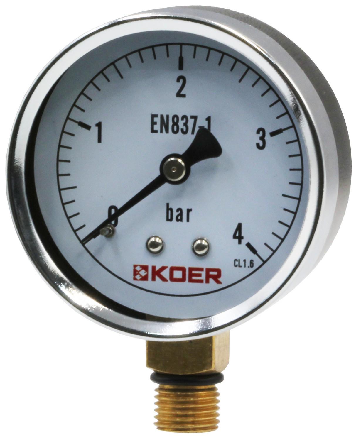 Манометр радиальный KOER KM.610R d 63 мм 0-4 bar 1/4" (KR0203)