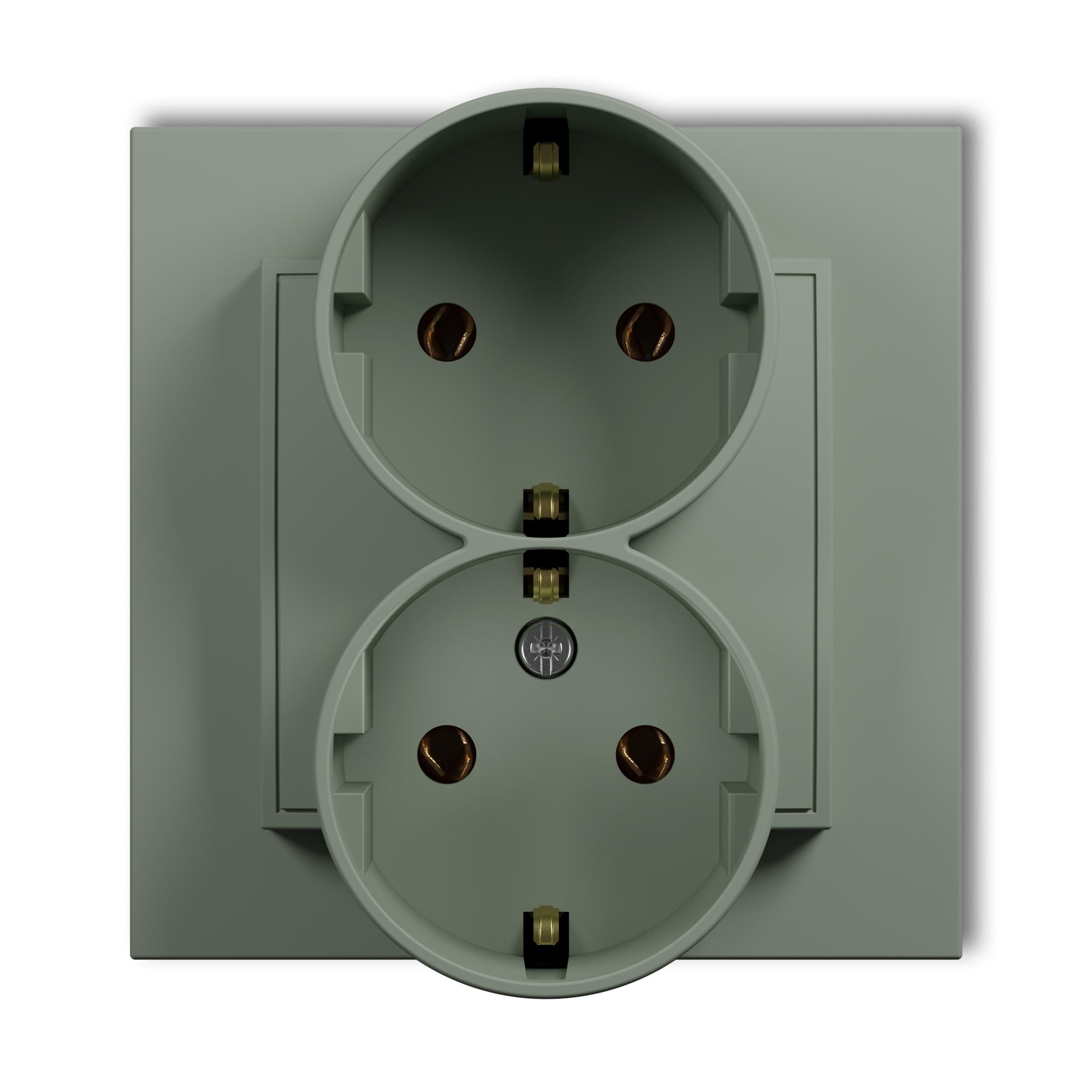 Розетка двойная Karlik Mini с заземлением Schuko Шалфей (61MGP-2s)