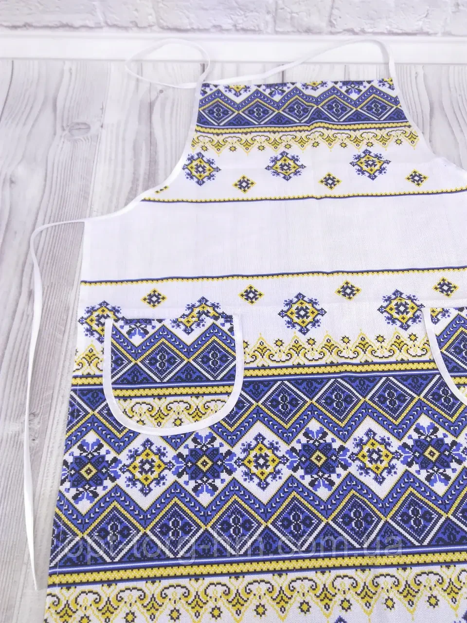 Кухонный набор Вышиванка 4в1 Фартук/полотенце/прихватка/варежка Бело-синий