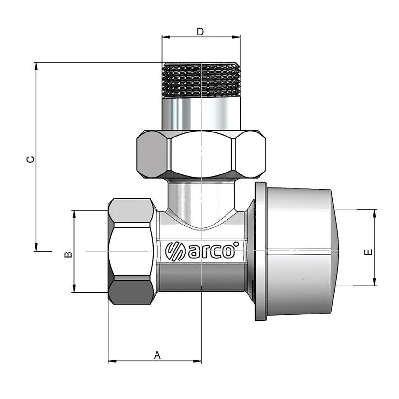 Клапан термостатичний кутовий радіаторний Arco 501275 1/2"x1/2" з американкою (000008043) - фото 2