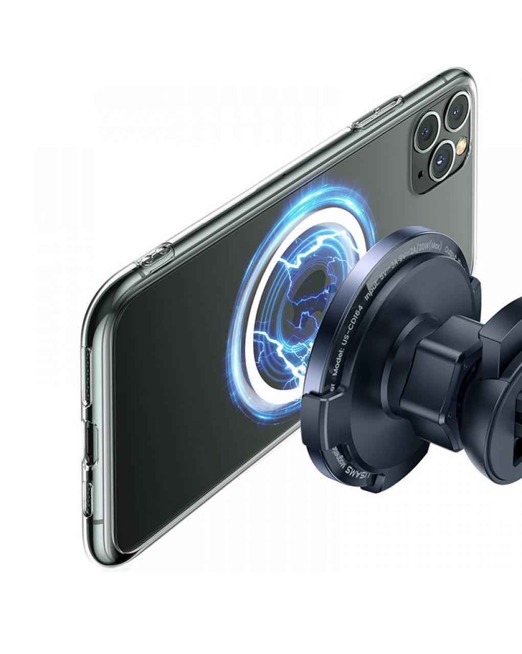 Тримач-безпровідна зарядка для телефону в машину Usams US-CD164 Ultra-Slim Чорний (CD164DZ01) - фото 2