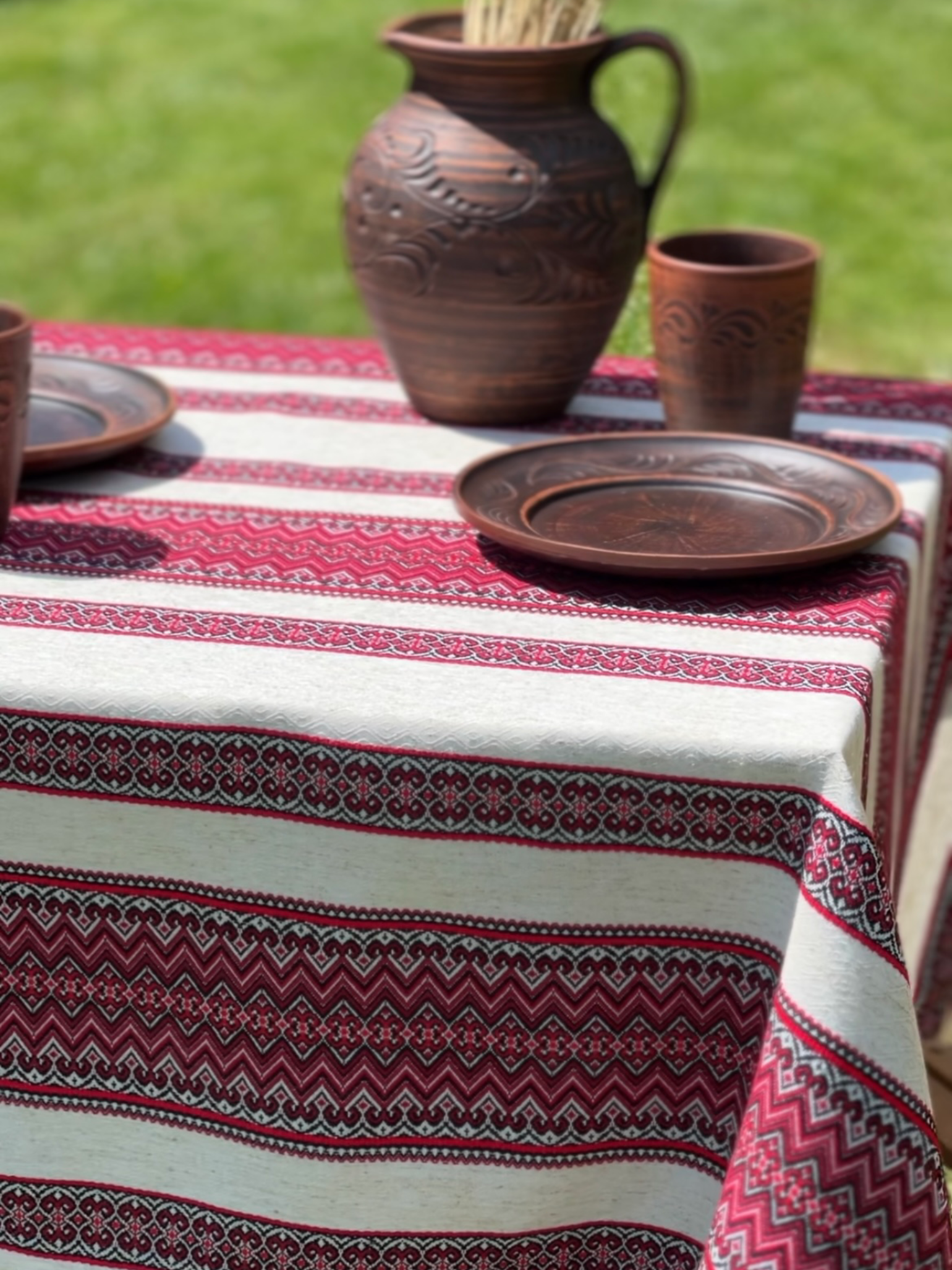 Скатерть льняная пасхальная Стожары с украинским орнаментом 180x150 см Красный (1901-3) - фото 5 Скатерть льняная пасхальная Стожары с украинским орнаментом 180x150 см Красный (1901-3) - фото 5