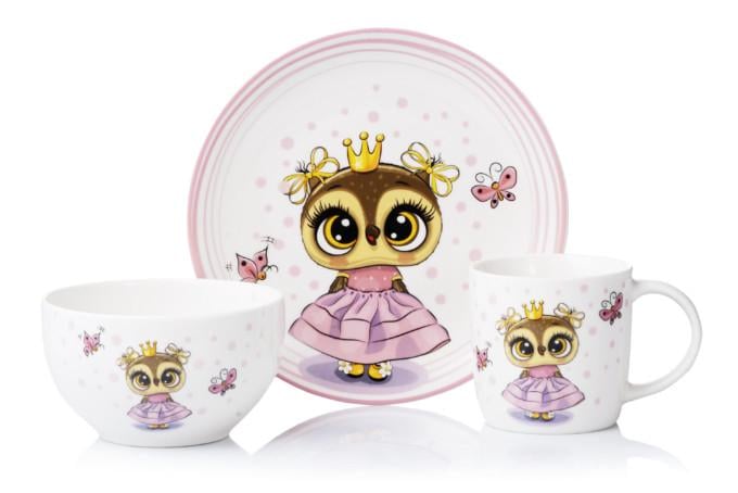 Набор детской посуды Ardesto Princess owl фарфор 3 пр. (AR3453OS)