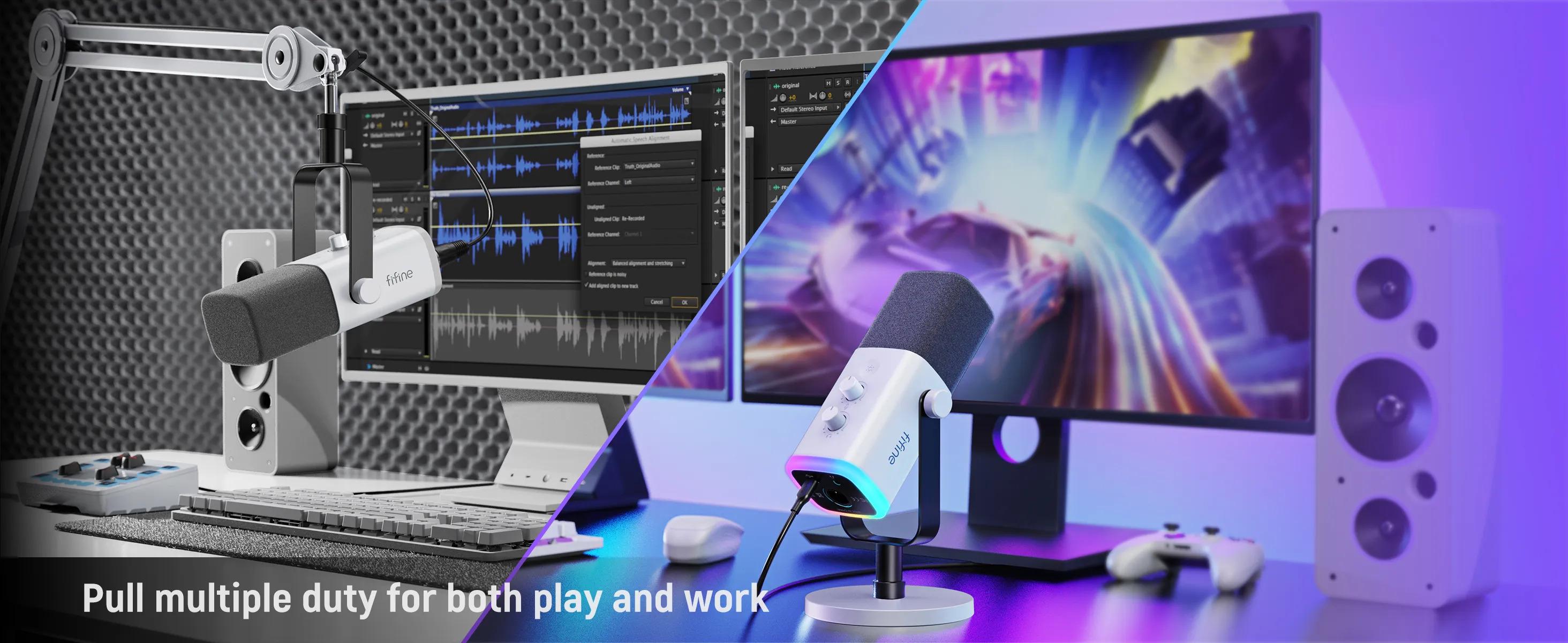 Мікрофон динамічний Fifine AМ8 USB/XLR з роз'ємом для навушників та записом потокових ігор RGB White (AМ8-W) - фото 13