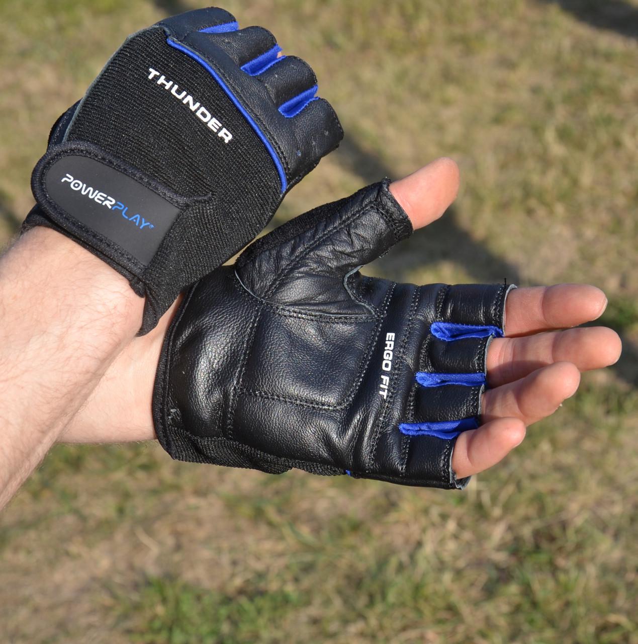 Перчатки для фитнеса PowerPlay 9058 Thunder L Черно-синий (A-012482) - фото 9 Перчатки для фитнеса PowerPlay 9058 Thunder L Черно-синий (A-012482) - фото 9