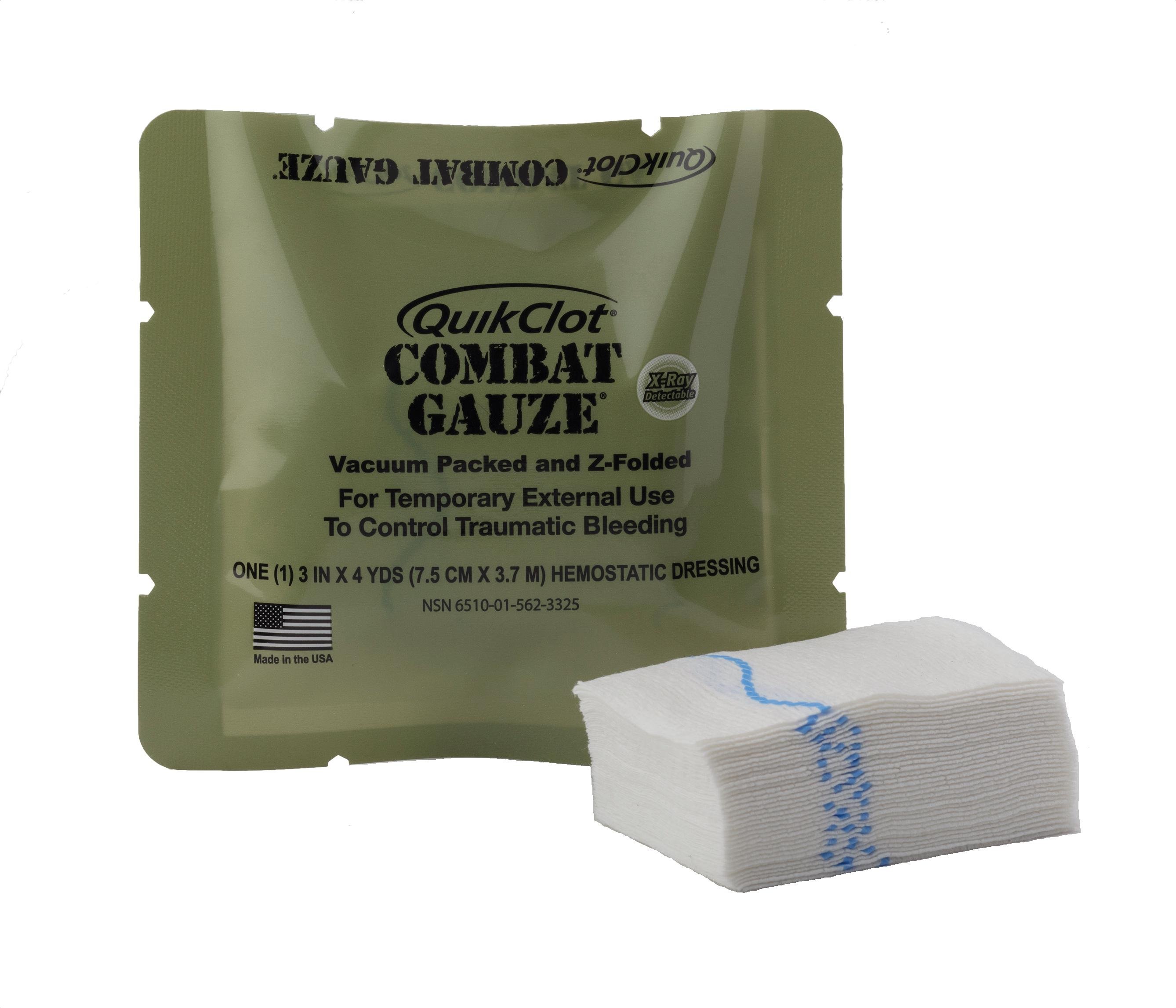 Кровоостанавливающий гемостатический бинт Quikclot Combat Gauze Z-fold 7,5х370 см