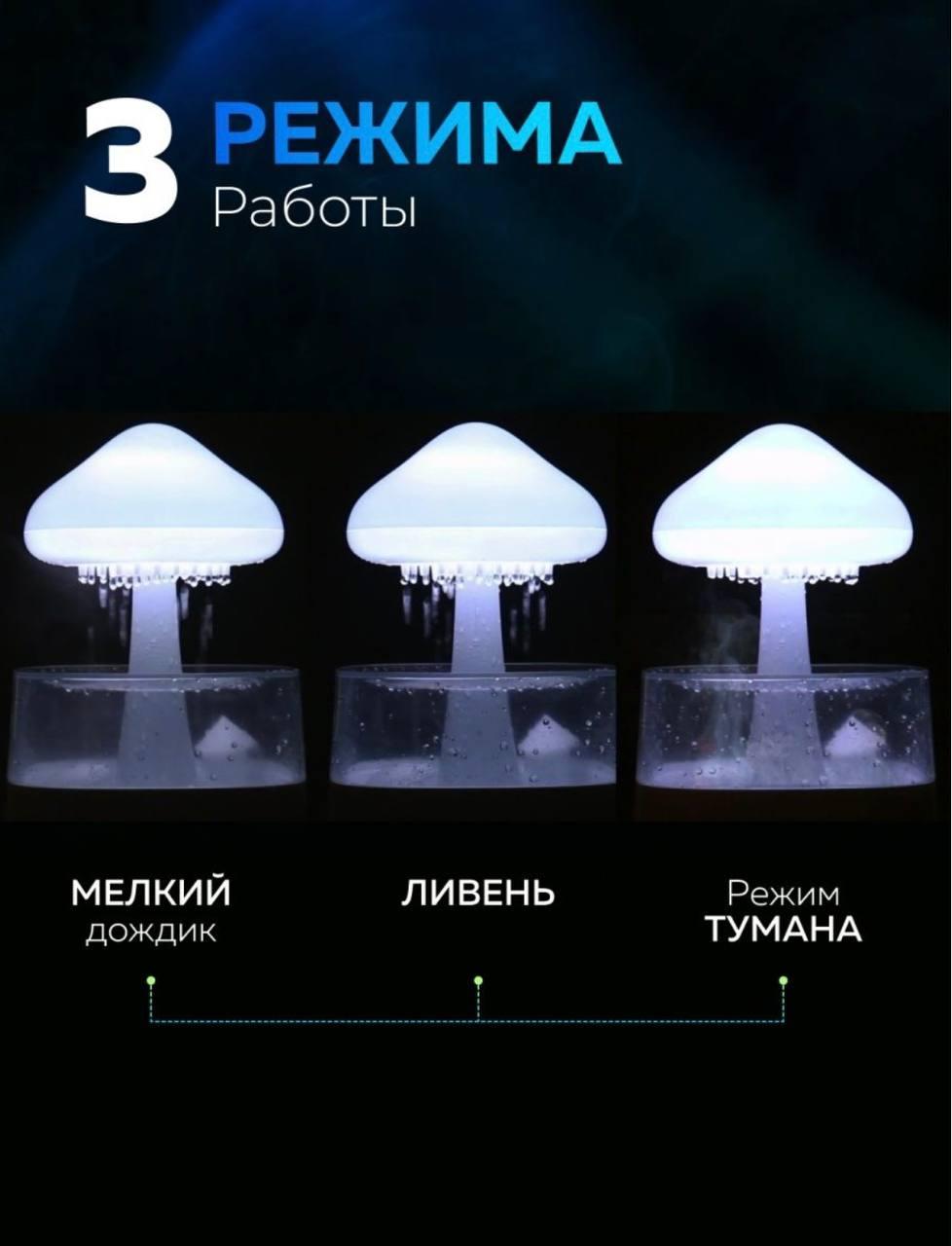 Зволожувач повітря-нічник гриб з ефектом дощу, аромадифузор з підсвічуванням. Нічник зволожувач - фото 6