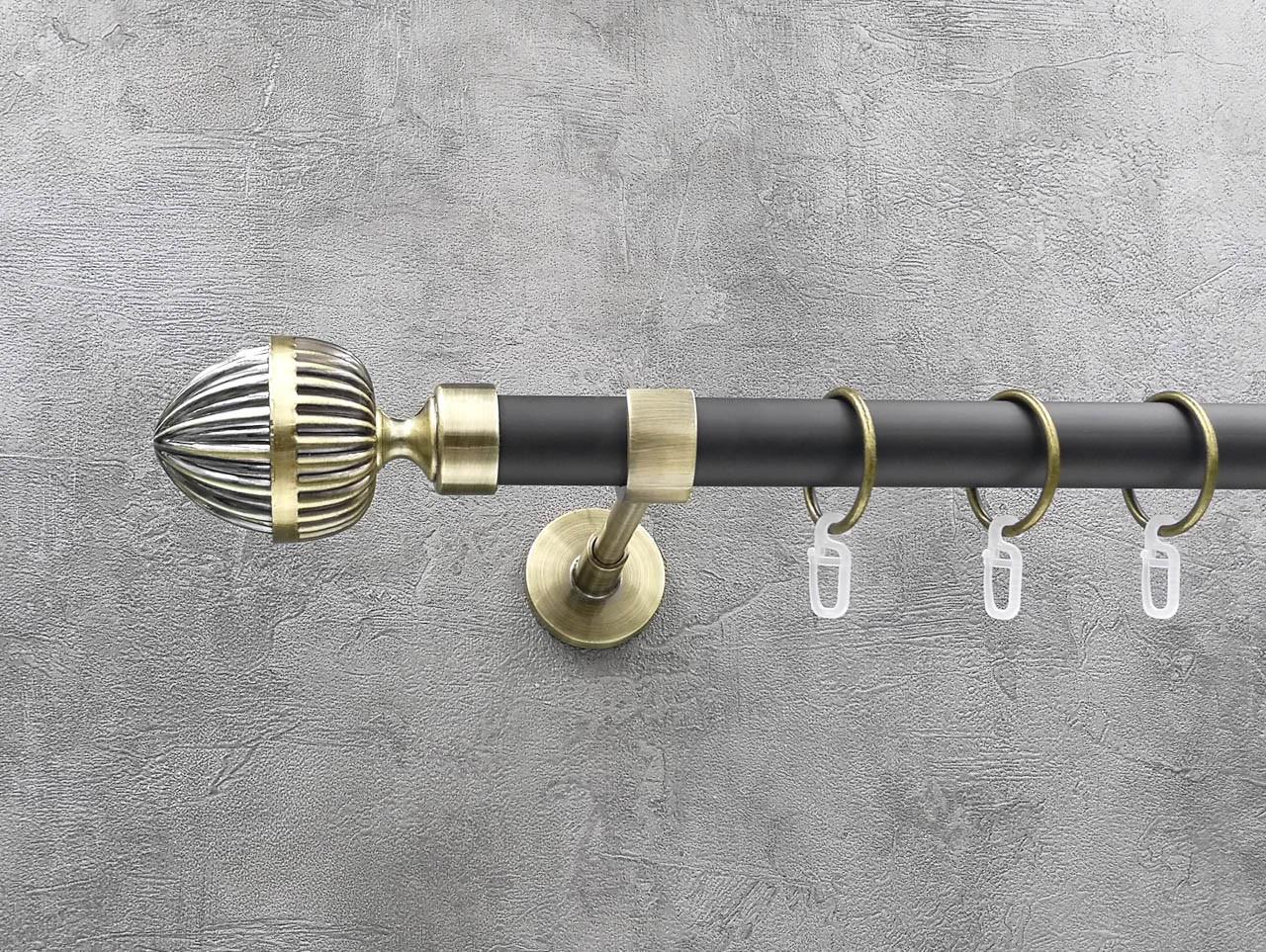 Карниз Quadrum Одеон гладкая штанга одинарный модерн 25 мм 200 см Антик/Черный матовый (46976311)