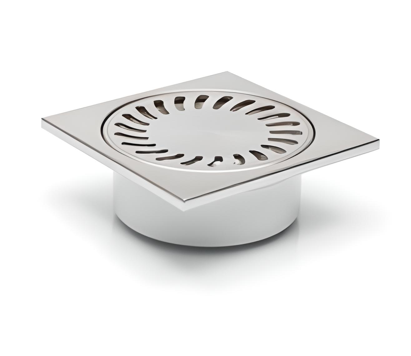 Трап MCH однокорпусный с нержавеющей решеткой и рамкой 150х150 мм низкой монтажной высоты (N 320)