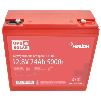 Аккумуляторная батарея Merlion LiFePO4 12,8V 24 Ah заряд 24А Красный (33726647)