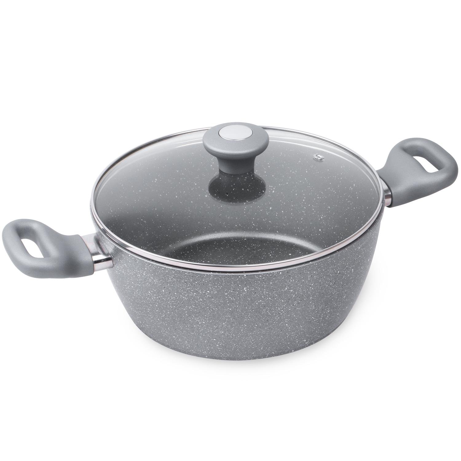 Кастрюля со стеклянной крышкой Kamille KM-4281GR алюминиевая литая с антипригарным покрытием 4 л Серый (124-84-4281GR)