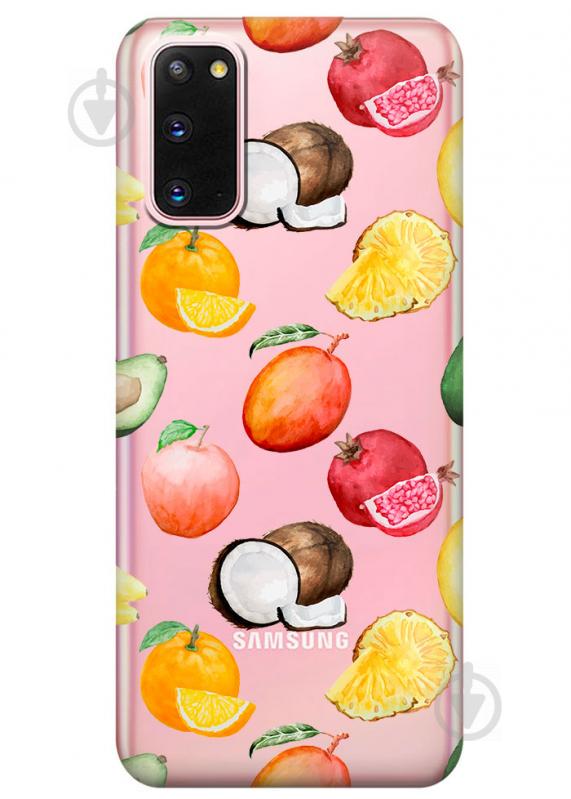 Прозрачный силиконовый чехол iSwag для Samsung Galaxy S20 с рисунком - Фрукты (M1030)