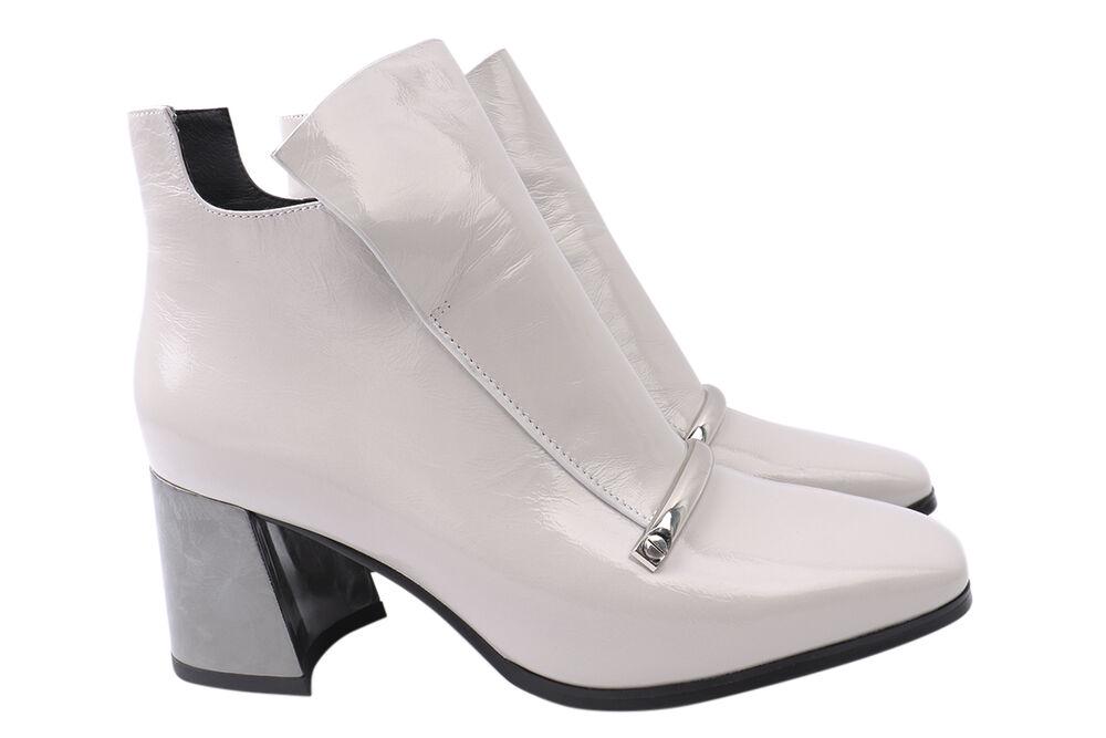 Ботильоны женские Brocoly из лаковой кожи на большом каблуке р. 37 Бежевый (326-21DH)