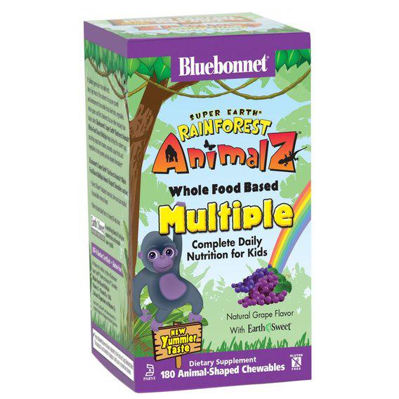 Вітамінно-мінеральний комплекс Bluebonnet Nutrition Rainforest Animalz Multiple Complete Daily Nutrition For Kids 180 Chewables Grape Flavor