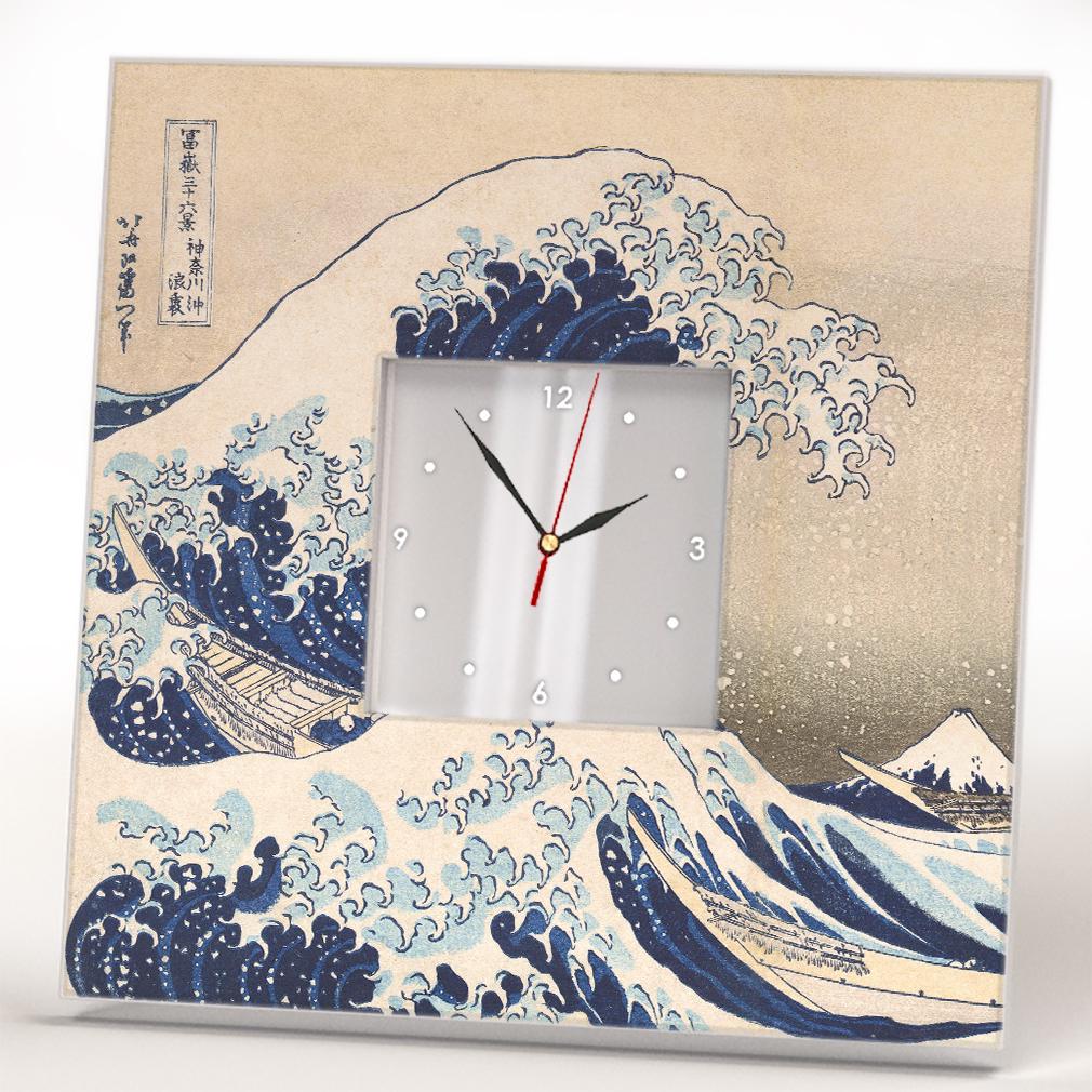 Часы картина "Большая волна в Канагаве" Кацусика Хокусай 260x260 мм (C04380)