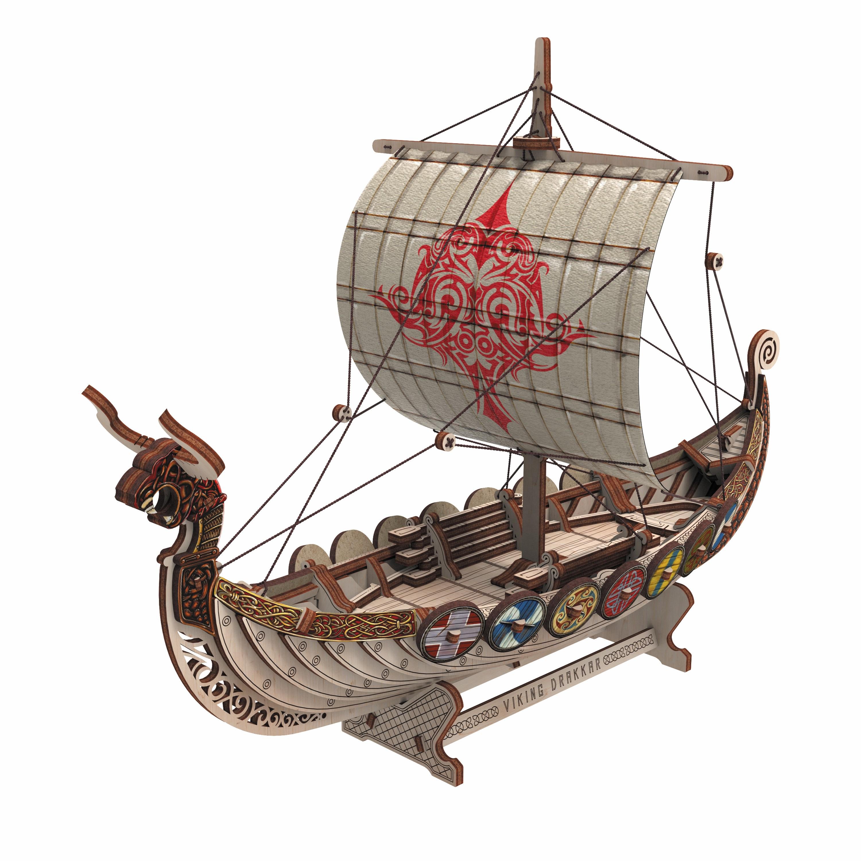 Конструктор деревянный Mr Playwood Корабль викингов Боевой Дракон (10113)