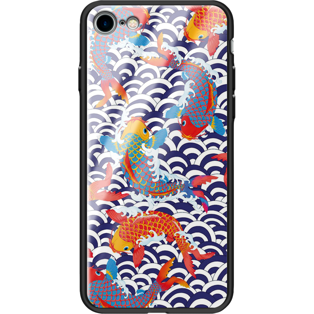 Чехол BoxFace Apple iPhone 7/8 SE  2020 Koi Fish Черный силикон со стеклом (26205-up2477-37543)