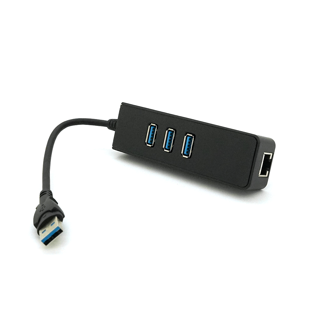 USB-хаб VOLTRONIC 3.0 с 3 портами USB и 1 портом Ethernet Черный (12936)