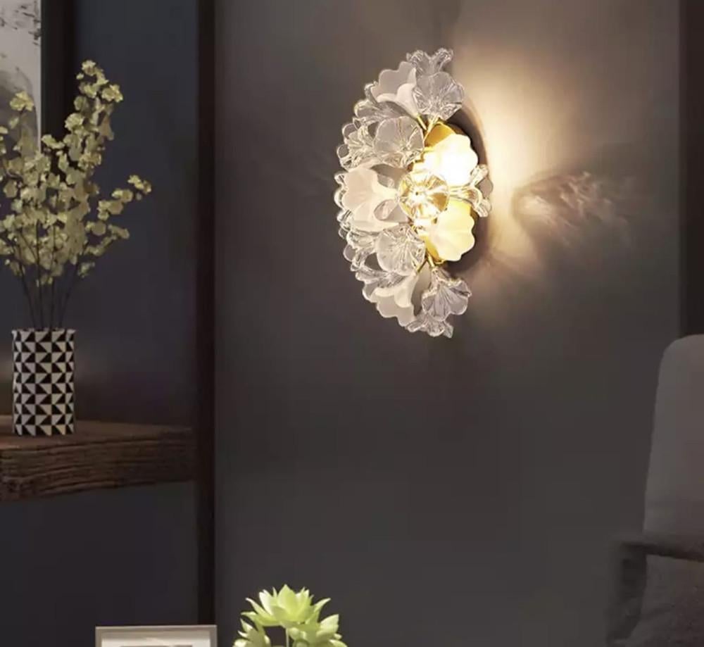 Бра с декоративными цветами Белый/прозрачный (W 9003)
