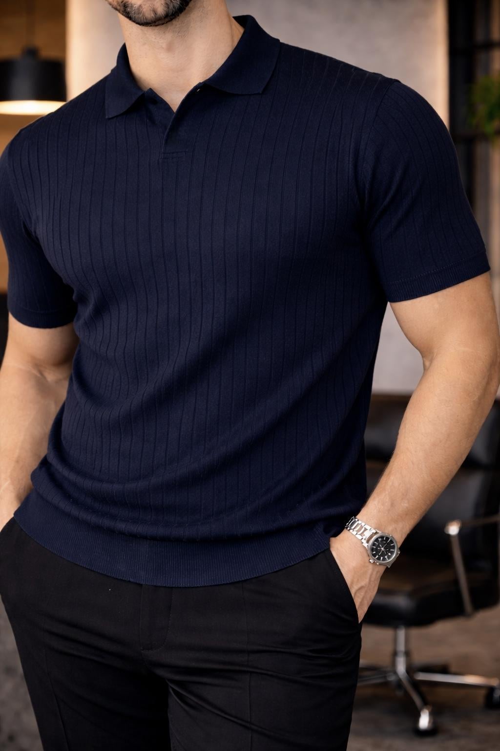 Поло мужское VELAR трикотажная с воротником M Синий (26780/6/1)