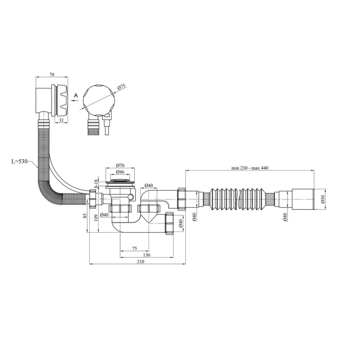 Сифон для ванны Agua BS05P с переливом 1-1/2" 40/50 мм (CV033455) - фото 2 Сифон для ванны Agua BS05P с переливом 1-1/2" 40/50 мм (CV033455) - фото 2