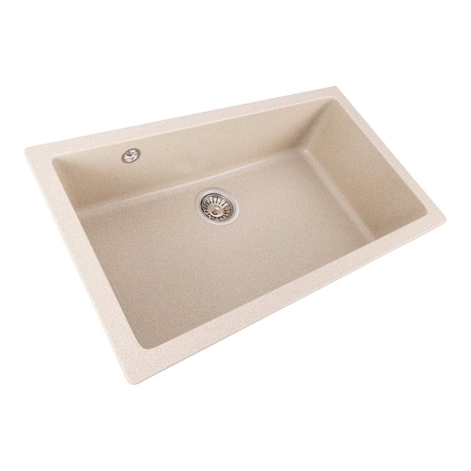Мийка кухонна Platinum PLS-A39150 гранітна прямокутна 780x450 мм Бежевий (25961079) - фото 3