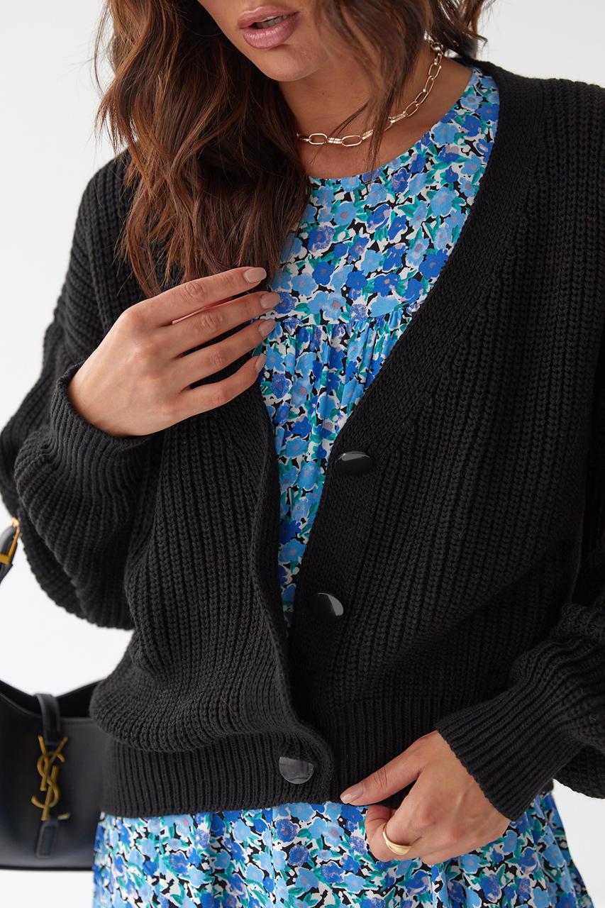 Кардиган укороченный M Черный (9528198) - фото 4