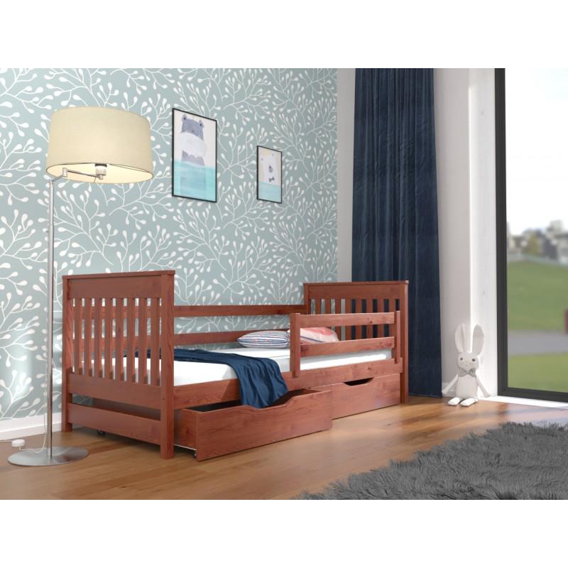 Кровать в детскую односпальная Luna mebli Адель с бортиком/ящиками 70x140 см Ольха (43400)