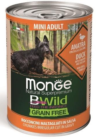 Вологий корм для собак Monge Dog Bwild Grain Free Mini Adult качка/гарбуз/цукіні 400 г (12638)