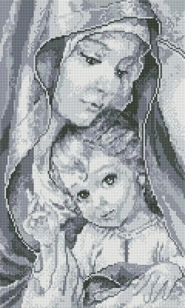 Алмазна мозаїка SHLab Діва Марія з Ісусом Срібло SH-30615 30x50 см повна викладка (30615) - фото 5