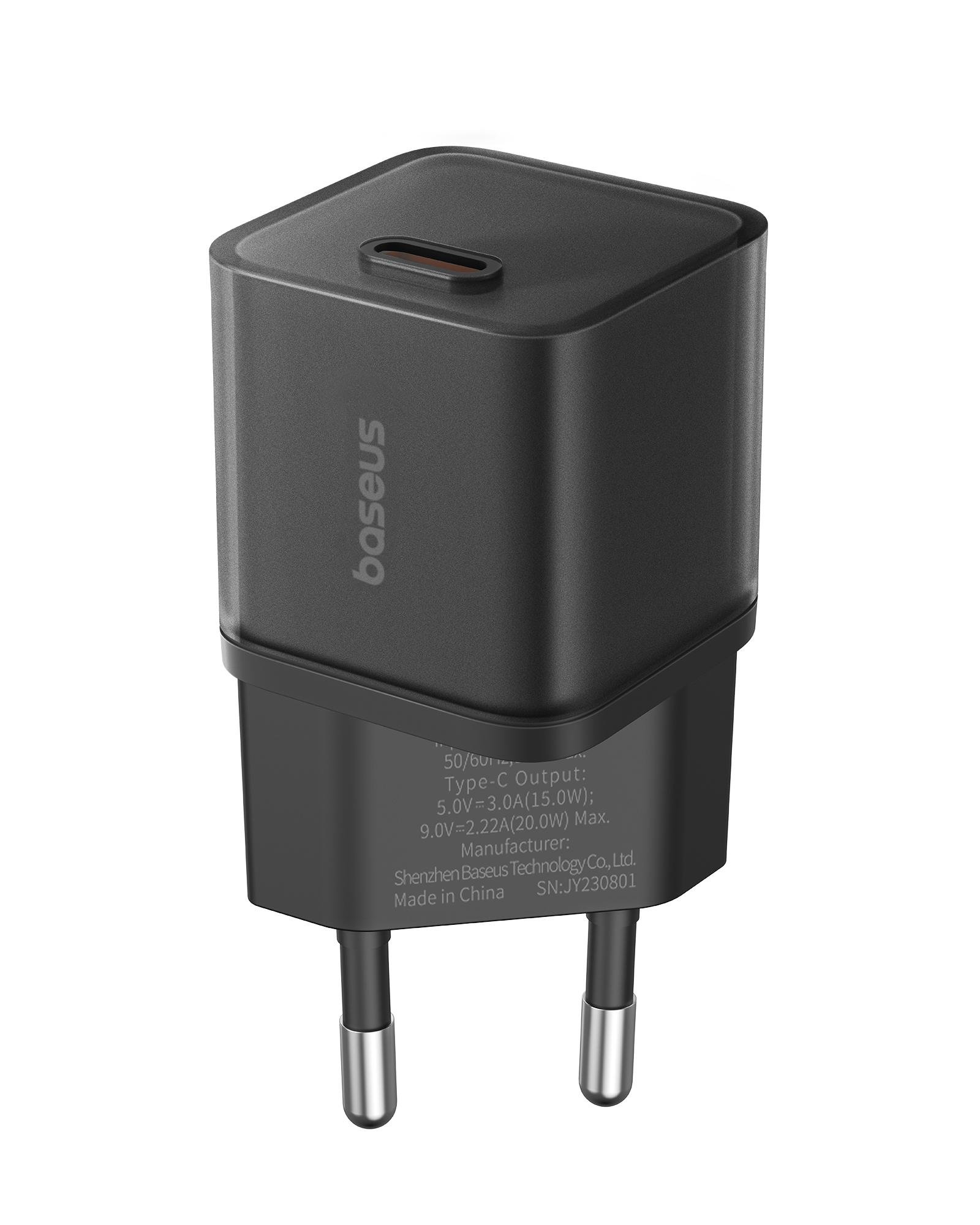 Зарядний пристрій мережевий OS-BASEUS GaN5S Fast Charger 1C 20W EU Cluster Black (P10162503113-00)