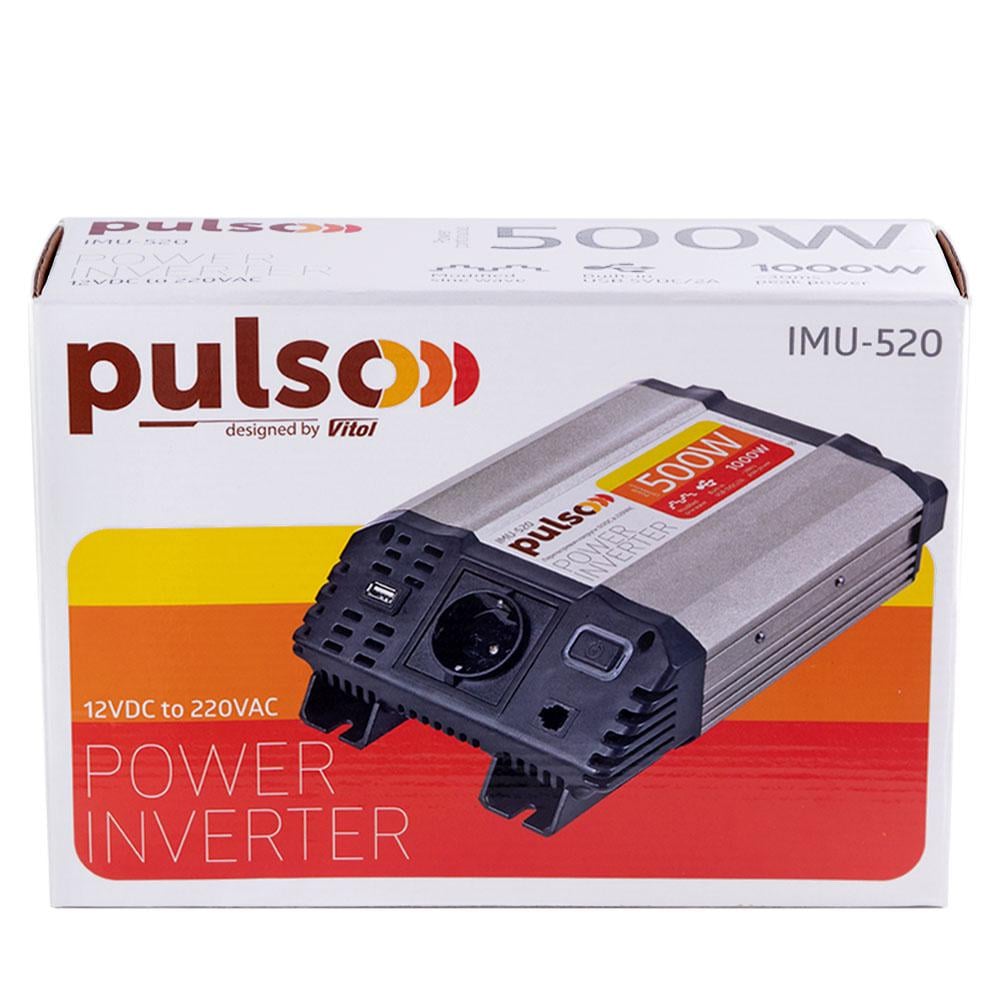 Автомобільний інвертор PULSO IMU-520 12V-220V/500W/USB-5VDC2.0A модифікований синус/клемі (IMU-520) - фото 5