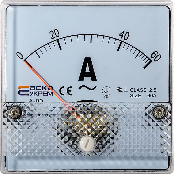 Амперметр АСКО-УКРЕМ прямого включения А-80 80x80 мм 60 А AC (A0190010055)