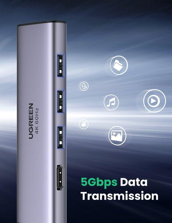 Мультифункциональный адаптер Ugreen 6в1 USB-C/4xUSB 3,0/1x4K HDMI/TF/SD (60383) - фото 4