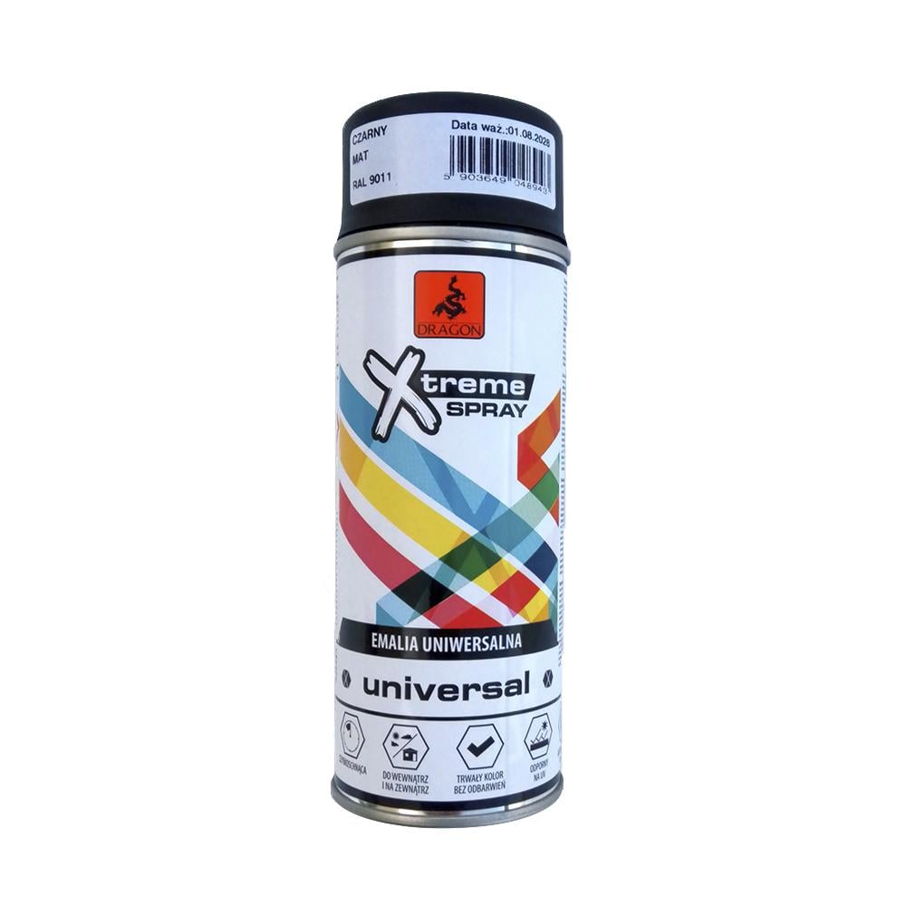 Спрей універсальний XTREME 400 мл RAL 9017 Чорний матовий (DRG-48943) - фото 1 Спрей універсальний XTREME 400 мл RAL 9017 Чорний матовий (DRG-48943) - фото 1