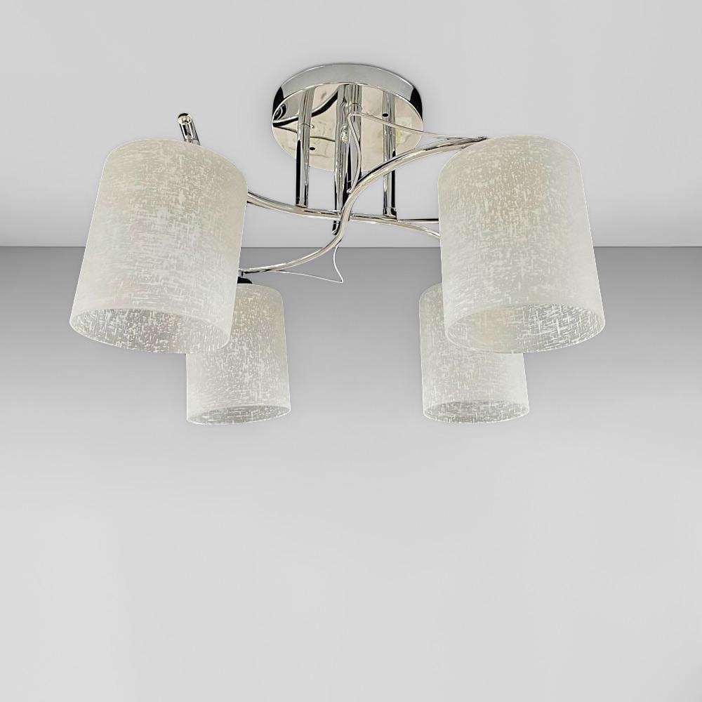 Люстра стельова Light House SRS-20255/4 плафони білі з візерунком Хром