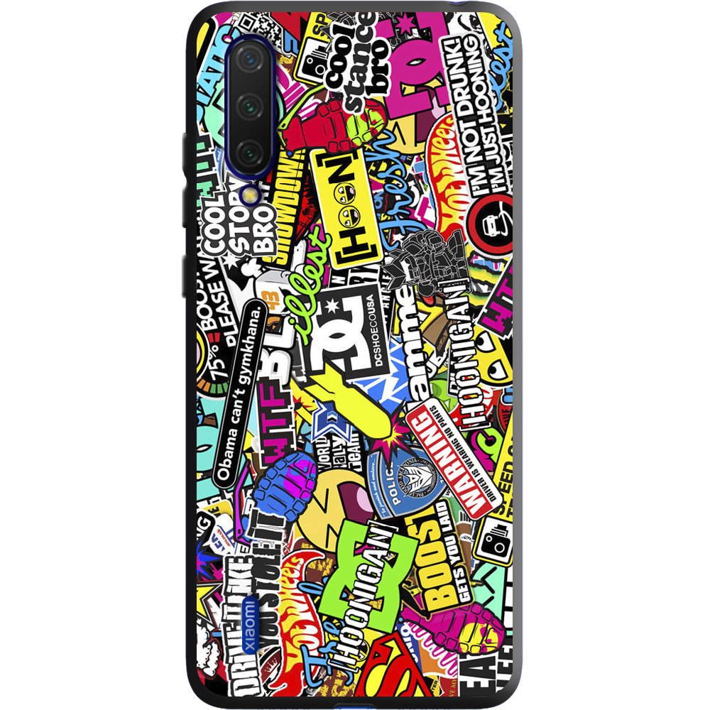 Чехол BoxFace Xiaomi Mi 9 Lite Multicolored Inscriptions Черный силикон (38311-up880-38694)