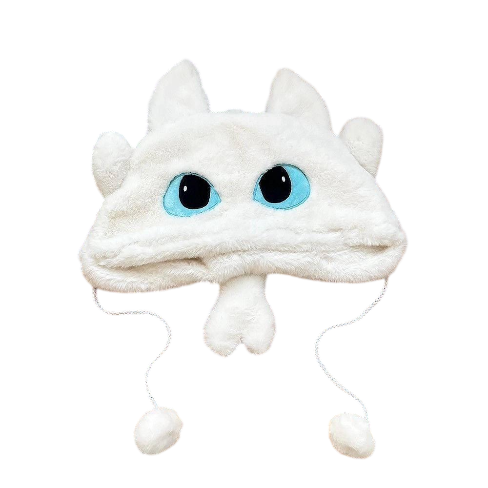 Шапка-капюшон с ушками молния Фурия мягкая плюшевая зимняя One size Белый (D0999/2769891495)