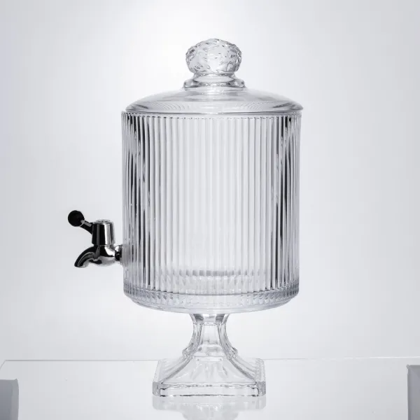 Лимонадница с краном стеклянная на ножке 4,5 л Прозрачный - фото 4
