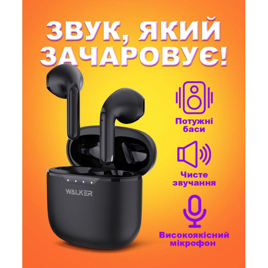 Навушники Bluetooth WALKER WTS-33 Black - фото 6