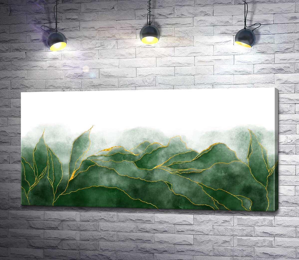 Картина ArtPoster Дымная абстракция зеленых листьев 100x50 см Модуль №1 (004198)