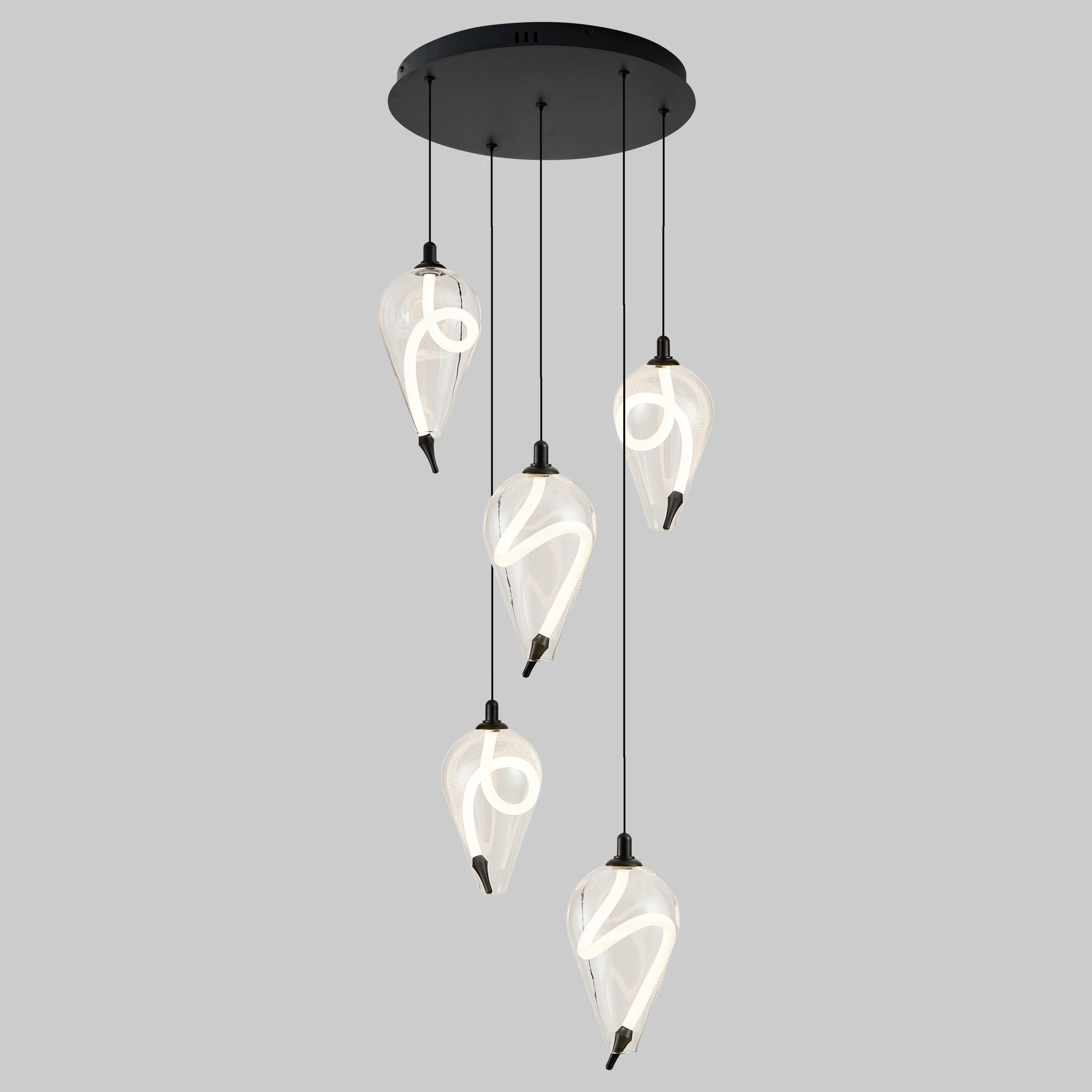 Люстра дизайнерська на 5 ламп Чорний (88-P10076R-5 BK+CL)