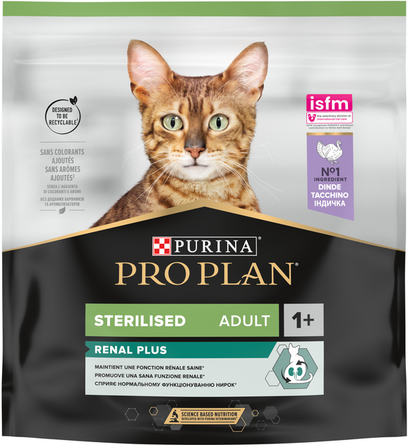 Корм сухой Purina Pro Plan Sterilised Renal Plus с индейкой 400 г - фото 1