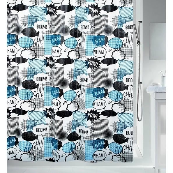 Шторка для ванної кімнати Spirella 10.18688 WOW 180x200 см Blue/Black