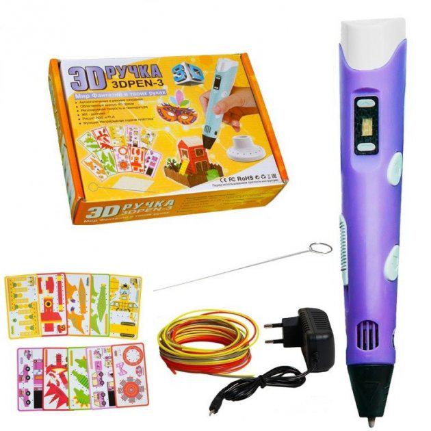 Ручка 3D PEN-3 с трафаретами Фиолетовый (70526) - фото 4 Ручка 3D PEN-3 с трафаретами Фиолетовый (70526) - фото 4